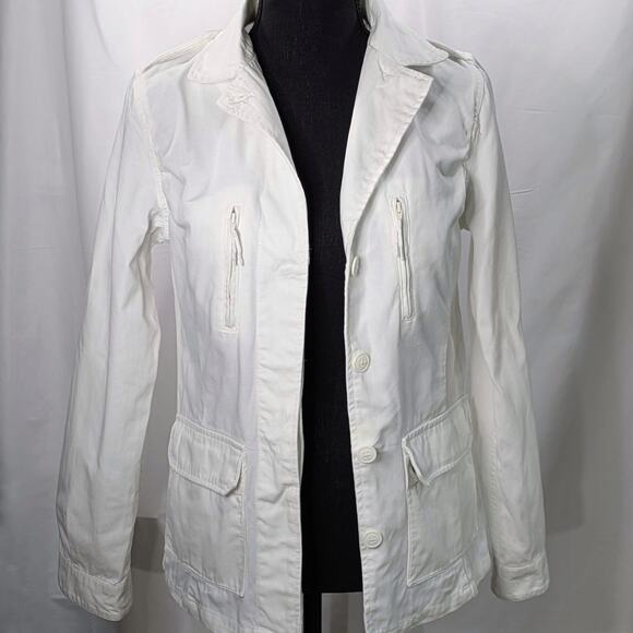 Vintage 60's Utility Style  Jacket White 4 Pockets Size S - Picture 1 of 11